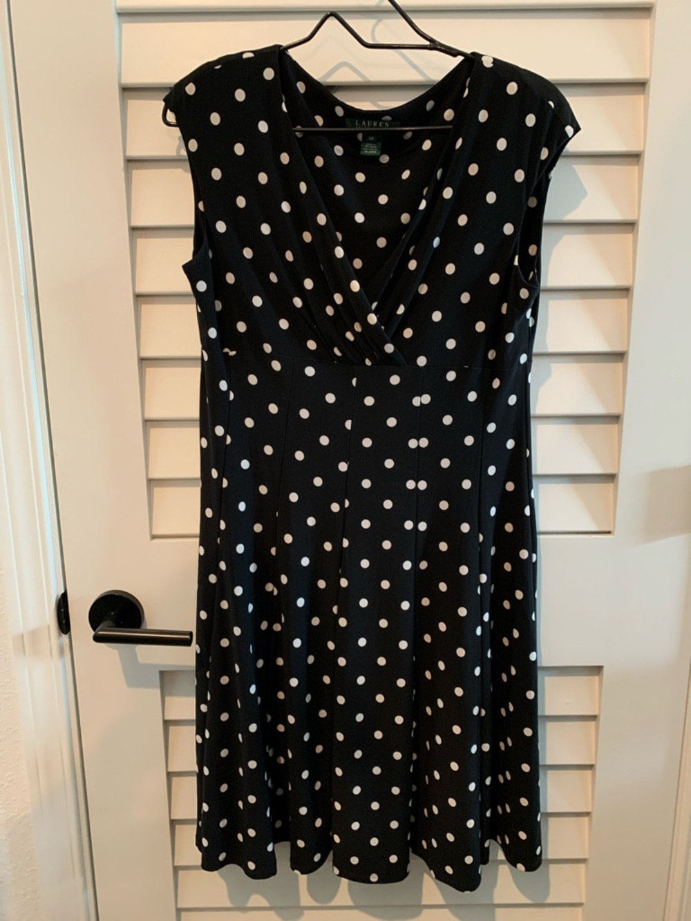 Lauren Ralph Lauren Black with White Polka Dot Midi Dress